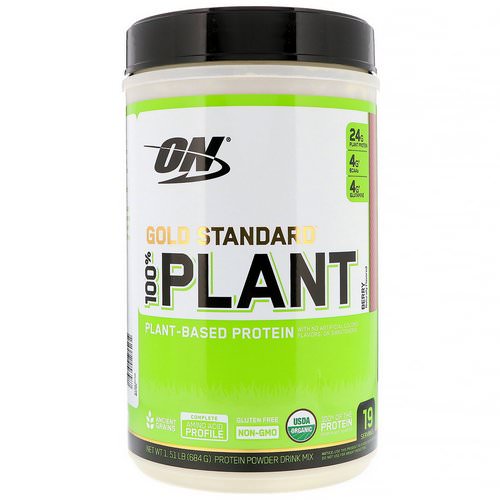 Optimum Nutrition, Gold Standard, 100% Plant-Based Protein, Berry, 1.51 lb (684 g) Review