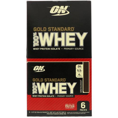 Optimum Nutrition, Gold Standard 100% Whey, Double Rich Chocolate, 6 Packs, 1.07 oz (30.4 g) Each Review