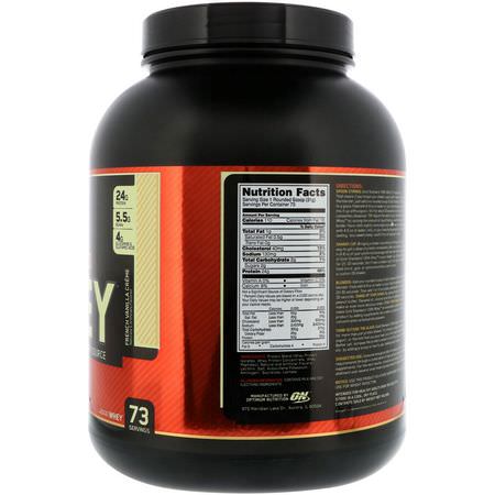 Vassleprotein, Idrottsnäring: Optimum Nutrition, Gold Standard, 100% Whey, French Vanilla Creme, 5 lbs (2.27 kg)
