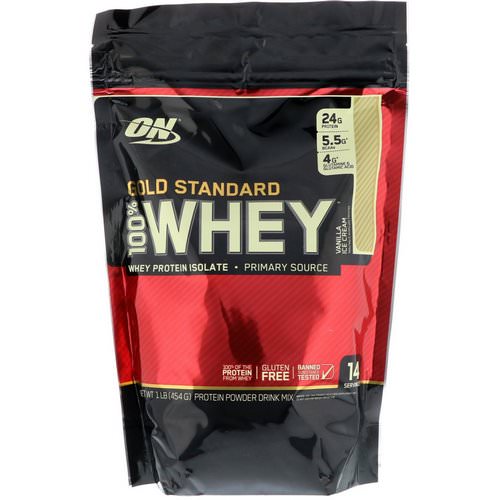 Optimum Nutrition, Gold Standard, 100% Whey, Vanilla Ice Cream, 1 lb (454 g) Review