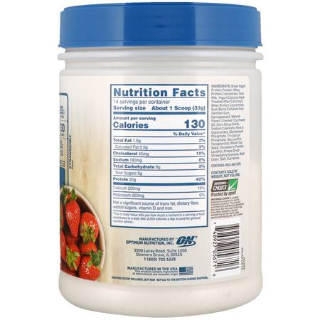 Protein, Sportnäring: Optimum Nutrition, Greek Yogurt, Protein Smoothie, Strawberry, 1.02 lb (462 g)