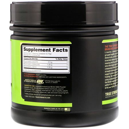 Bcaa, Aminosyror, Kosttillskott: Optimum Nutrition, Instantized BCAA 5000 Powder, Unflavored, 12.16 oz (345 g)