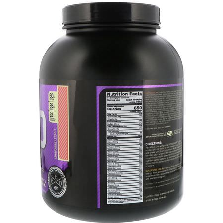 Viktökare, Protein, Sportnäring: Optimum Nutrition, Pro Gainer, High-Protein Weight Gainer, Strawberry Cream, 5.09 lbs (2.31 kg)