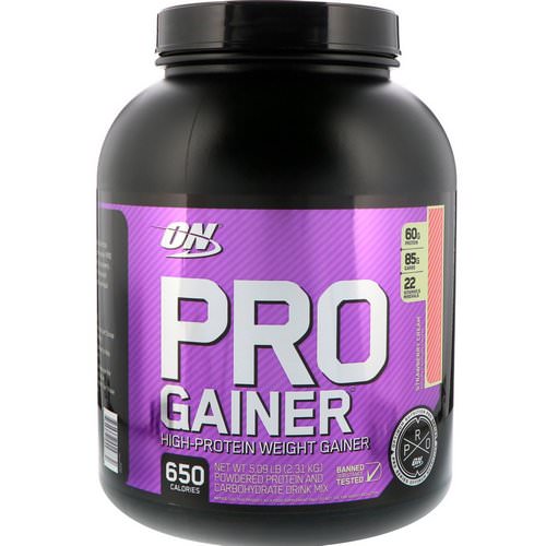 Optimum Nutrition, Pro Gainer, High-Protein Weight Gainer, Strawberry Cream, 5.09 lbs (2.31 kg) Review
