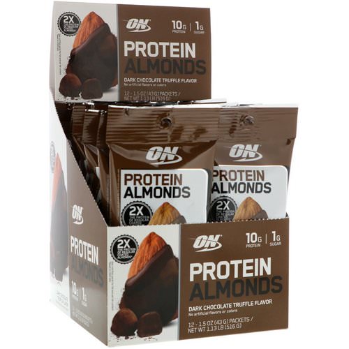 Optimum Nutrition, Protein Almonds, Dark Chocolate Truffle, 12 Packets, 1.5 oz (43 g) Each Review