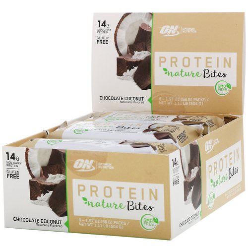 Optimum Nutrition, Protein Nature Bites, Chocolate Coconut, 9 Packs, 1.97 oz (56 g) Each Review