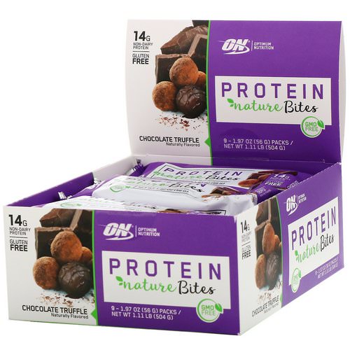 Optimum Nutrition, Protein Nature Bites, Chocolate Truffle, 9 Packs, 1.97 oz (56 g) Each Review