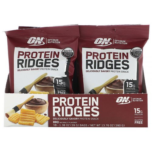 Optimum Nutrition, Protein Ridges, BBQ, 10 Bags, 1.38 oz (39 g) Each Review