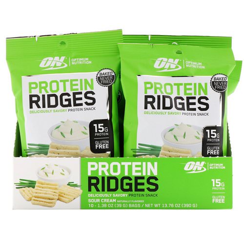 Optimum Nutrition, Protein Ridges, Sour Cream, 10 Bags, 1.38 oz (39 g) Each Review