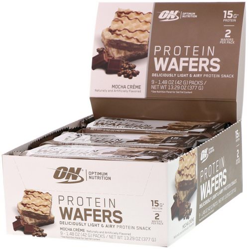 Optimum Nutrition, Protein Wafers, Mocha Creme, 9 Packs, 1.48 oz (42 g) Each Review