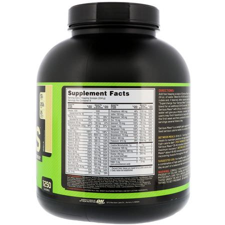 Viktökare, Protein, Sportnäring: Optimum Nutrition, Serious Mass, High Protein Weight Gain Powder, Strawberry, 6 lbs (2.72 kg)