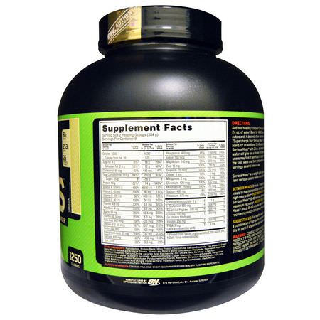 Viktökare, Protein, Sportnäring: Optimum Nutrition, Serious Mass, High Protein Weight Gain Powder, Vanilla, 6 lbs (2.72 kg)
