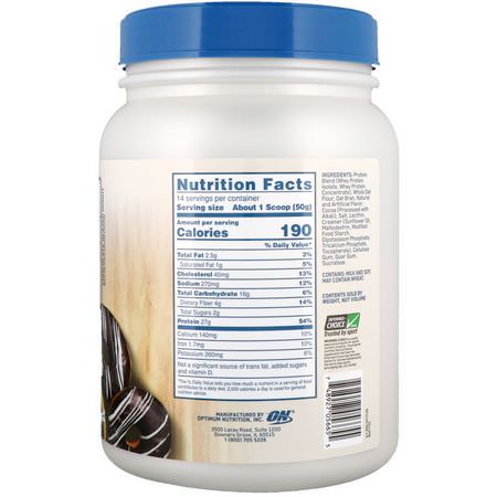 Vassleprotein, Idrottsnäring: Optimum Nutrition, Whey & Oats, Chocolate Glazed Donut, 1.54 lb (700 g)