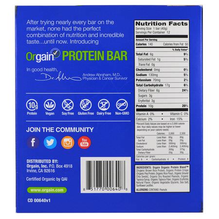 Orgain Plant Based Protein Bars - Växtbaserade Proteinbarer, Proteinbarer, Brownies, Kakor