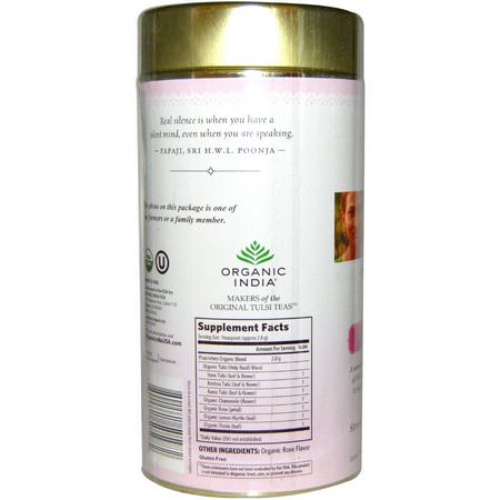 Örtte, Tulsi-Te: Organic India, Tulsi Loose Leaf Blend Tea, Sweet Rose, Caffeine-Free, 3.5 oz (100 g)