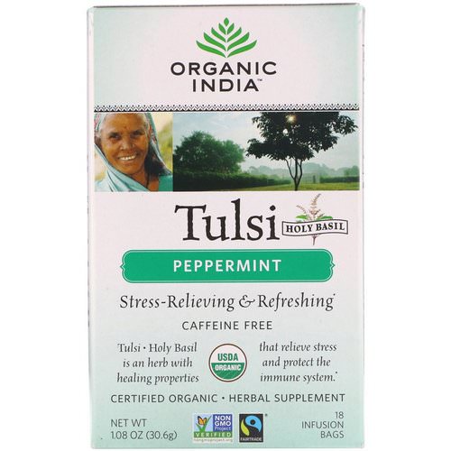 Organic India, Tulsi Tea, Peppermint, Caffeine-Free, 18 Infusion Bags, 1.08 oz (30.6 g) Review