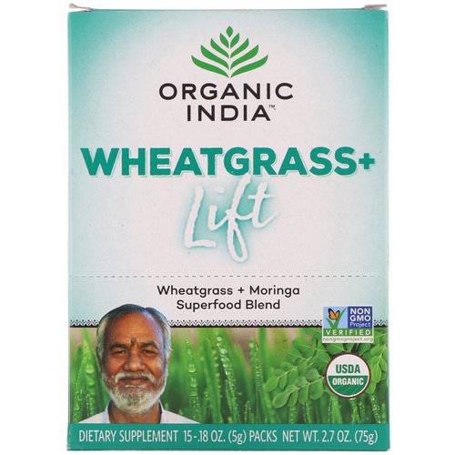 Organic India, Wheatgrass+ Lift, Superfood Blend, 15 Packs, 0.18 oz (5 g) Each Review