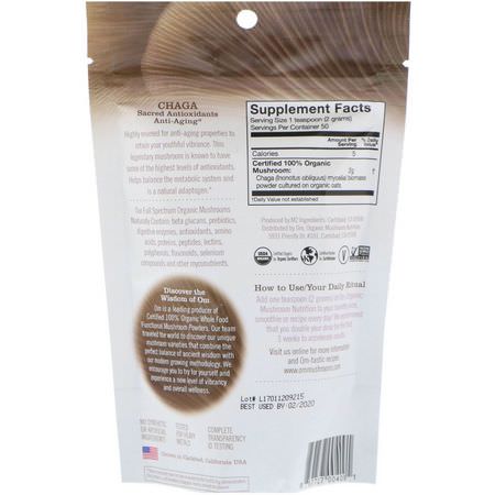 Chaga, Svamp, Kosttillskott: Organic Mushroom Nutrition, Chaga, Certified 100% Organic Mushroom Powder, 3.5 oz (100 g)