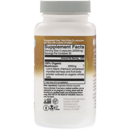 Lions Man, Svamp, Kosttillskott: Organic Mushroom Nutrition, Lions's Mane, 667 mg, 90 Vegetarian Capsules