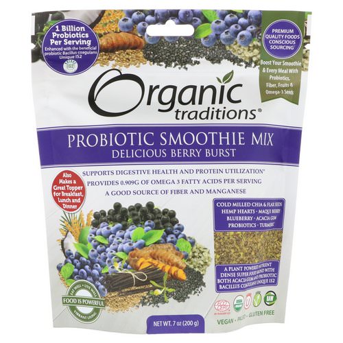 Organic Traditions, Probiotic Smoothie Mix, Delicious Berry Burst, 7 oz (200 g) Review