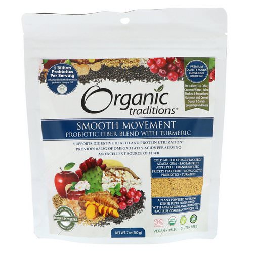 Organic Traditions, Smooth Movement, Probiotic Fiber Blend with Turmeric, 7 oz (200 g) Review