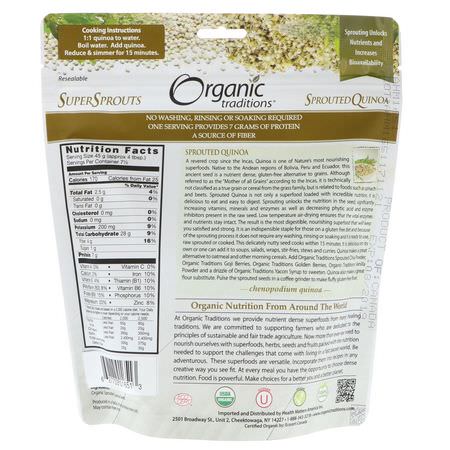 Quinoa, Bröd, Säd, Ris: Organic Traditions, Sprouted Quinoa, 12 oz (340 g)
