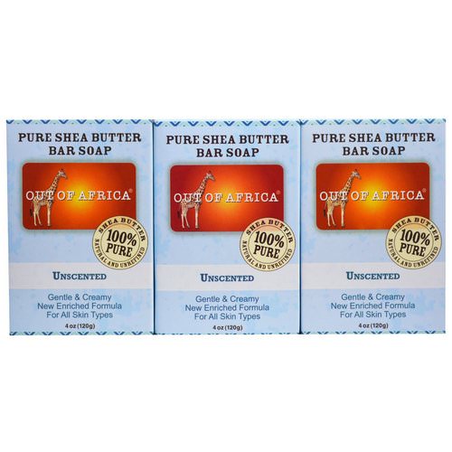 Out of Africa, Pure Shea Butter Bar Soap, Unscented, 3 Pack, 4 oz (120 g) Each Review