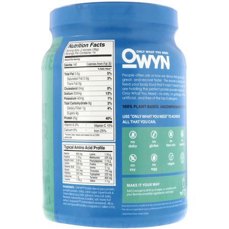 Växtbaserat, Växtbaserat Protein, Sportnäring: OWYN, Protein, 100% Plant-Based Powder, Smooth Vanilla, 1.1 lbs (504 g)