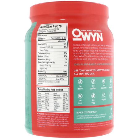 Växtbaserat, Växtbaserat Protein, Idrottsnäring: OWYN, Protein, 100% Plant-Based Powder, Strawberry Banana, 1.1 lbs (512 g)