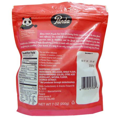 Godis, Choklad: Panda Licorice, All Natural Raspberry Licorice, 7 oz (200 g)