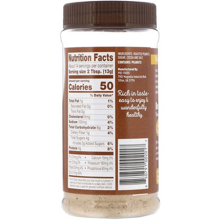 Jordnötssmör, Konserver, Uppslag, Knappar: PB2 Foods, PB2, Powdered Peanut Butter with Cocoa, 6.5 oz (184 g)
