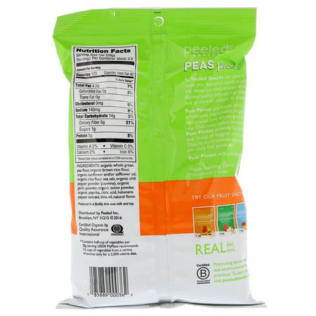 Vegetabiliska Mellanmål, Frukt, Mellanmål: Peeled Snacks, Peas Please, Organic, Habanero Lime, 3.3 oz (94 g)