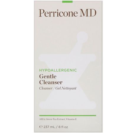 Rengöringsmedel, Ansikte Tvätt, Rengöringsmedel, Hudvård: Perricone MD, Hypoallergenic, Gentle Cleanser, 8 fl oz (237 ml)
