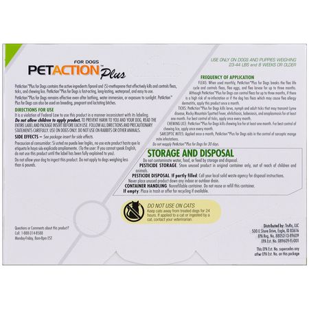 Tick Defense, Loppa, Husdjurshälsa, Husdjur: PetAction Plus, For Medium Dogs, 3 Doses- 0.045 fl oz
