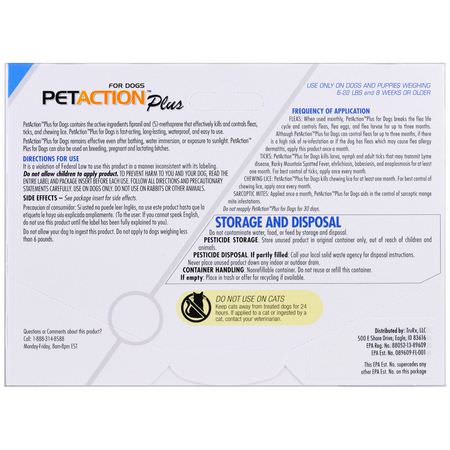 Tick Defense, Loppa, Husdjurshälsa, Husdjur: PetAction Plus, For Small Dogs, 3 Doses - 0.023 fl oz