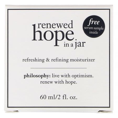 Face Moisturizer, Hudvård: Philosophy, Renewed Hope in a Jar, Refreshing & Refining Moisturizer, 2 fl oz (60 ml)