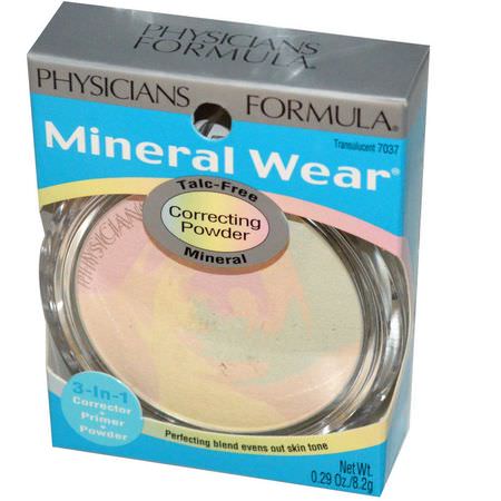 Face Primer, Pressed Powder, Face, Makeup: Physicians Formula, Mineral Wear, Correcting Powder, Translucent, 0.29 oz (8.2 g)