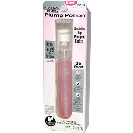 Läppstift, Läppar, Smink, Skönhet: Physicians Formula, Plump Potion, Needle-Free Lip Plumping Cocktail, Pink Crystal Potion 2214, 0.1 oz (3 g)