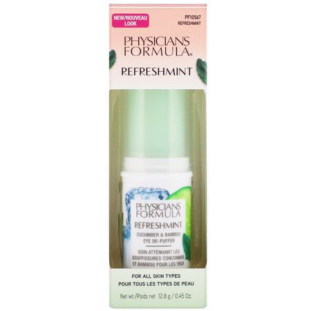 Serum, Behandlingar, Skönhet: Physicians Formula, RefreshMint, Cucumber & Bamboo Eye De-Puffer, 0.45 oz (12.8 g)