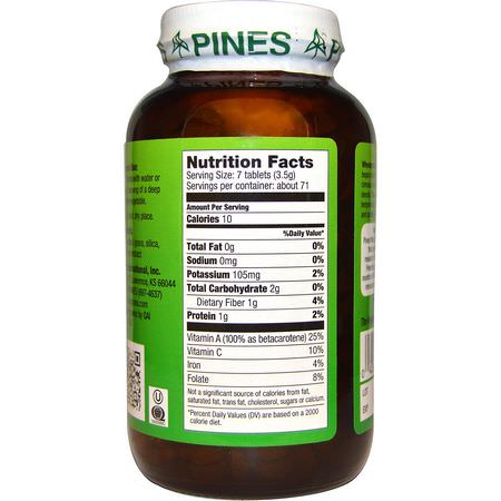 Vetegräs, Superfoods, Green, Supplements: Pines International, Organic, Wheat Grass, 500 mg, 500 Tablets