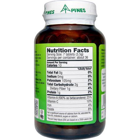 Vetegräs, Superfoods, Green, Supplements: Pines International, Wheat Grass, 500 mg, 250 Tablets