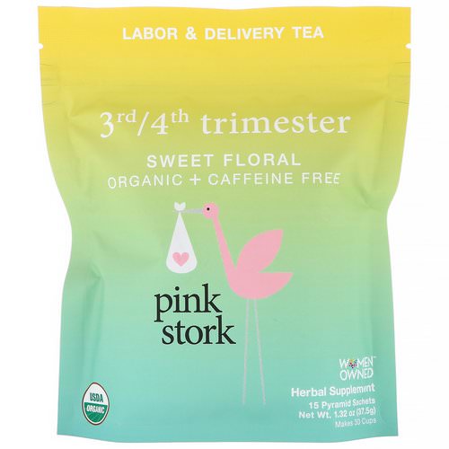 Pink Stork, 3rd/4th Trimester, Labor & Delivery Tea, Sweet Flora, Caffeine Free, 15 Pyramid Sachets, 1.32 oz (37.5 g) Review