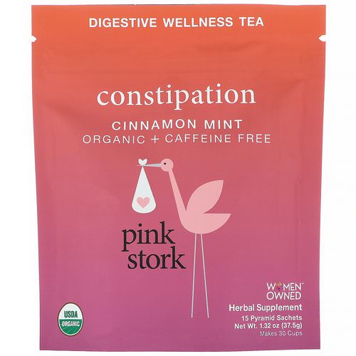 Pink Stork, Constipation, Digestive Wellness Tea, Cinnamon Mint, Caffeine Free, 15 Pyramid Sachets, 1.32 oz (37.5 g) Review