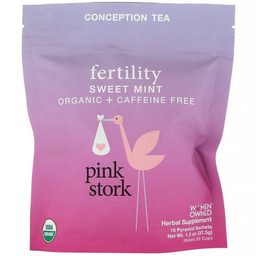 Pink Stork, Fertility, Conception Tea, Sweet Mint, Caffeine Free, 15 Pyramid Sachets, 1.3 oz (37.5 g) Review