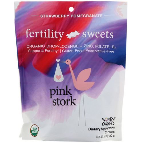 Pink Stork, Fertility Sweets, Organic Drop/Lozenge + Zinc, Folate, B6, Strawberry Pomegranate, 30 Pieces, 4 oz (120 g) Review