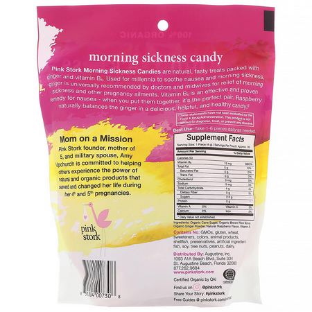 Moderskap, Mammor, Barn, Baby: Pink Stork, Morning Sickness Candy, Ginger Raspberry + B6, 30 Candies, 4 oz (120 g)