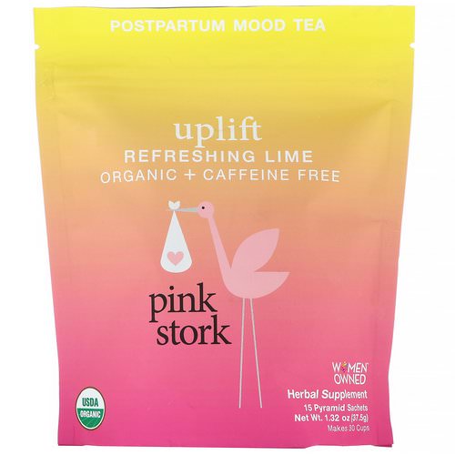 Pink Stork, Uplift, Postpartum Mood Tea, Caffeine Free, Refreshing Lime, 15 Pyramid Sachets, 1.32 oz (37.5 g) Review