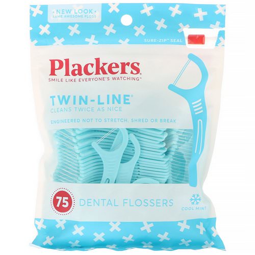 Plackers, Twin-Line, Dental Flossers, Cool Mint, 75 Count Review