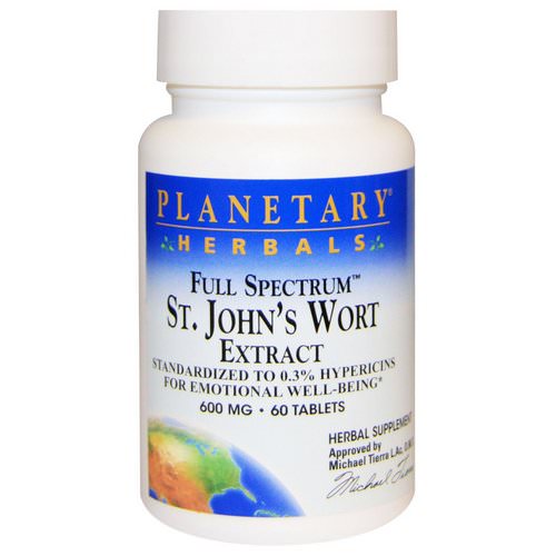 Planetary Herbals, Full Spectrum St. John's Wort Extract, 600 mg, 60 Tablets Review