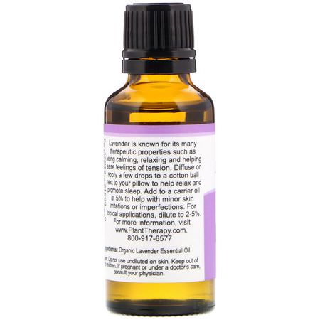 Lavendelolja, Eteriska Oljor, Aromaterapi, Bad: Plant Therapy, 100% Pure Essential Oils, Organic Lavender, 1 fl oz (30 ml)